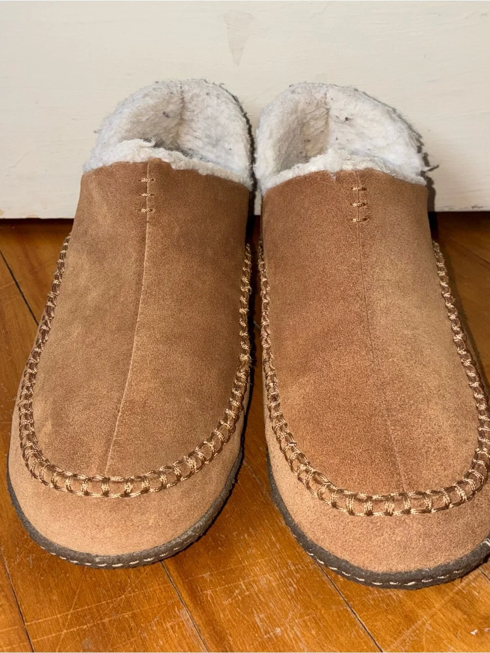 Sorel Men's Chestnut Suede Shearling-Lined Slip-On Mules